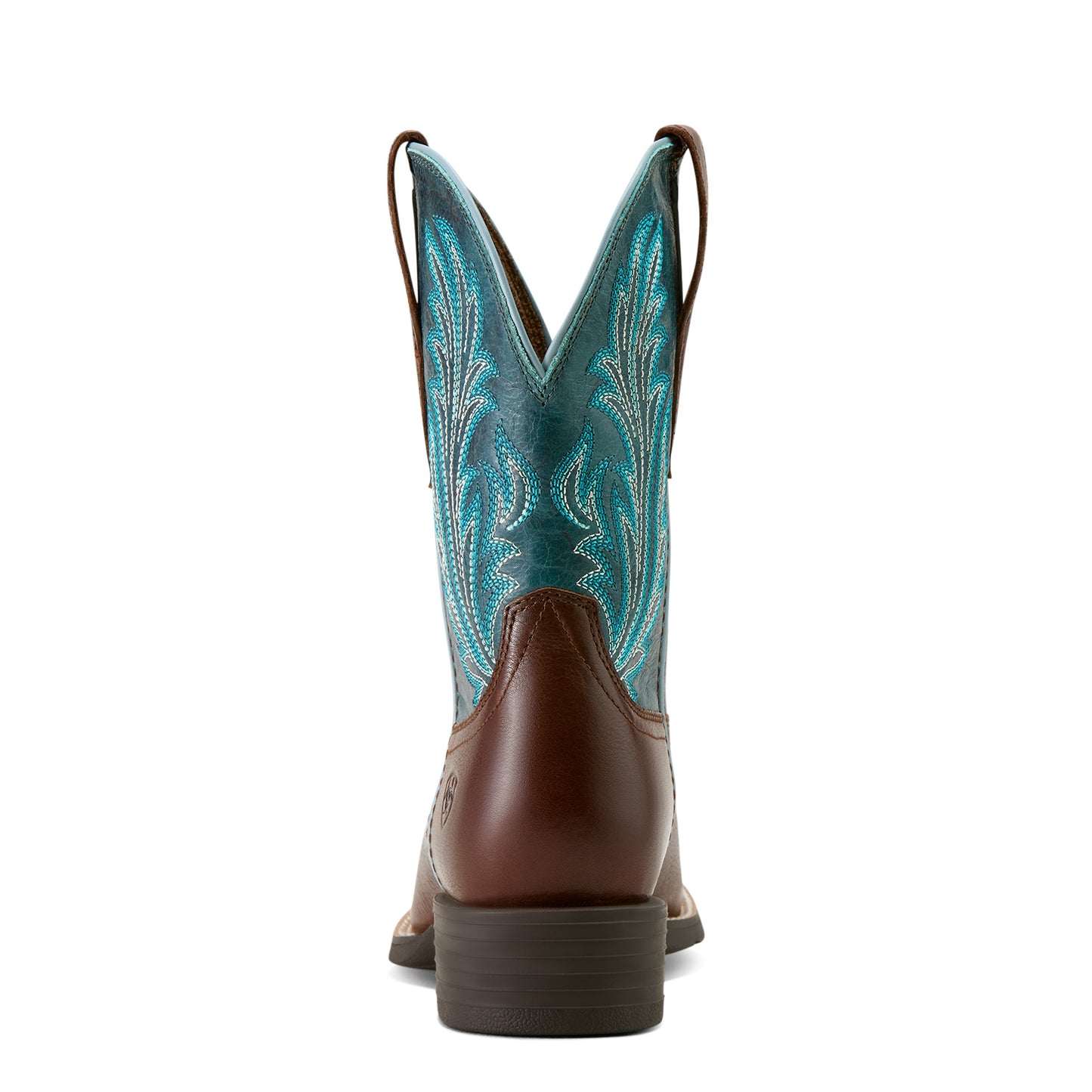 Ariat Ladies Round Up Filly Oiled Teak Wide Square Toe Western Boot 10064073
