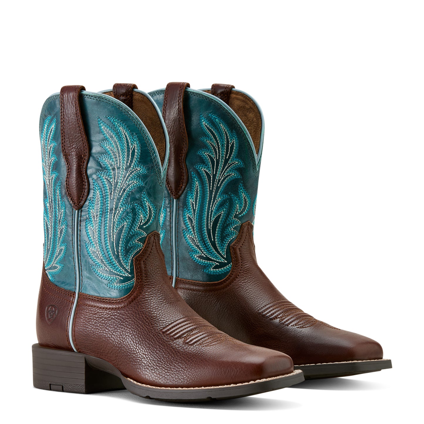 Ariat Ladies Round Up Filly Oiled Teak Wide Square Toe Western Boot 10064073