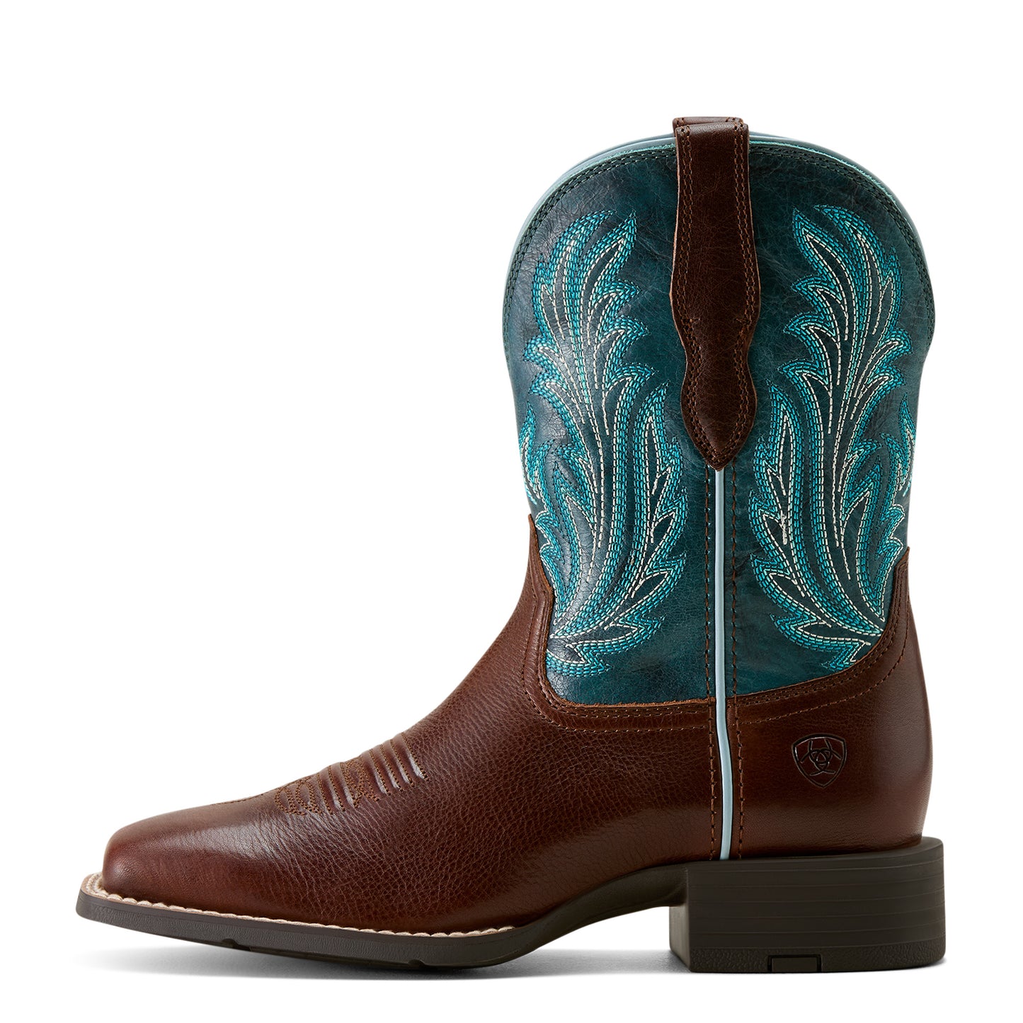 Ariat Ladies Round Up Filly Oiled Teak Wide Square Toe Western Boot 10064073