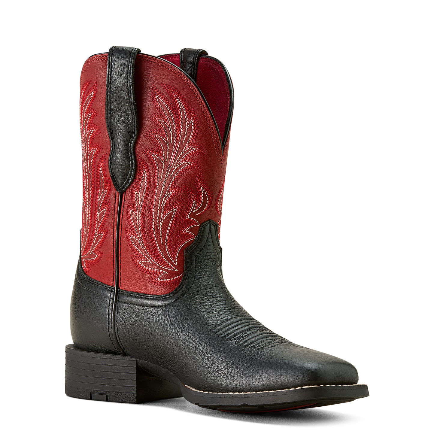 Ariat Ladies Round Up Filly Black Deertan Wide Square Toe Western Boot 10064075