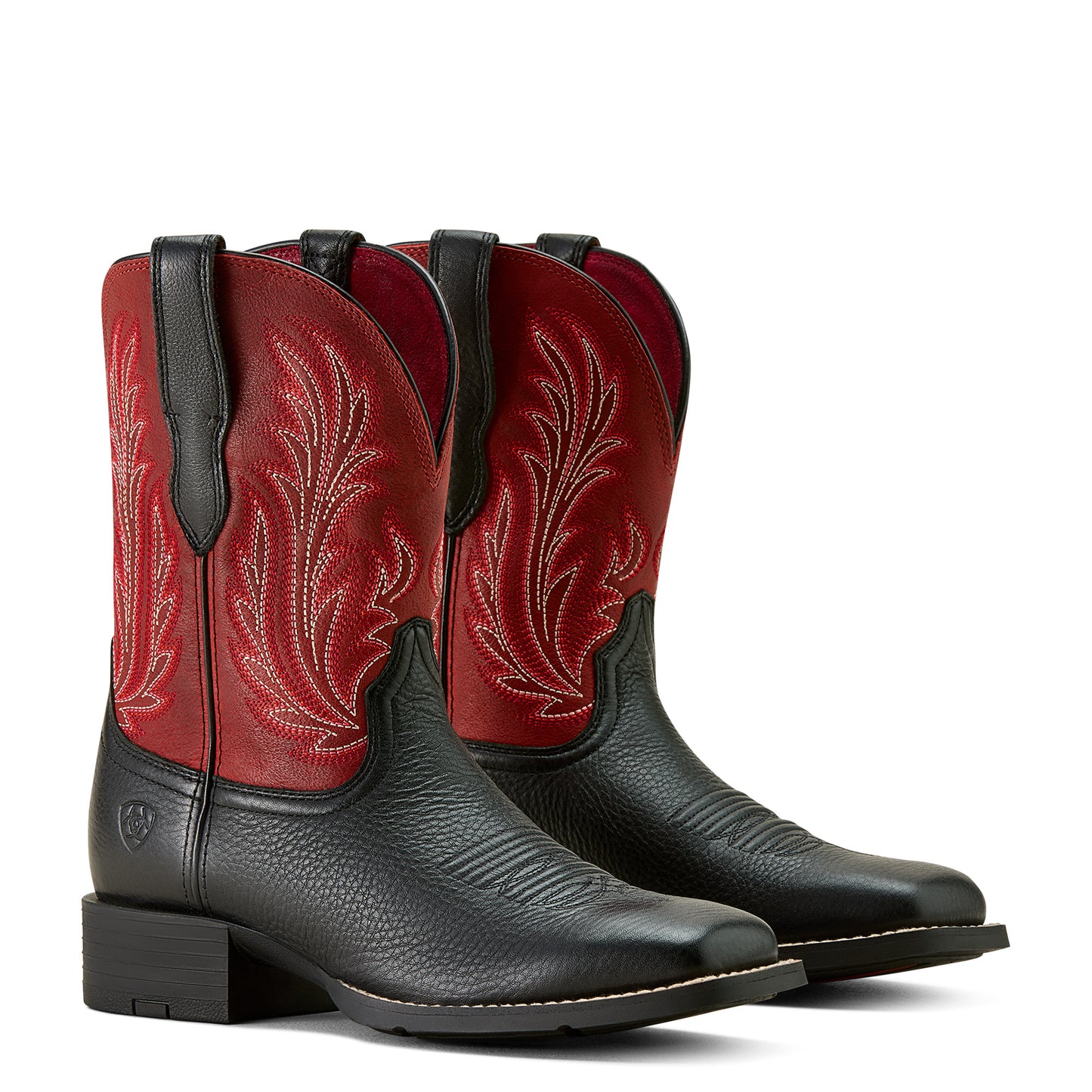 Ariat Ladies Round Up Filly Black Deertan Wide Square Toe Western Boot 10064075