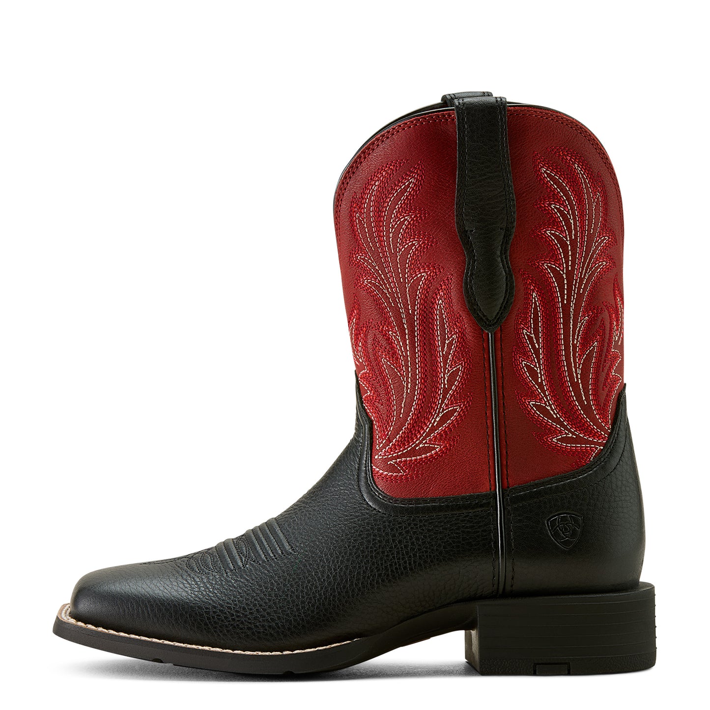 Ariat Ladies Round Up Filly Black Deertan Wide Square Toe Western Boot 10064075