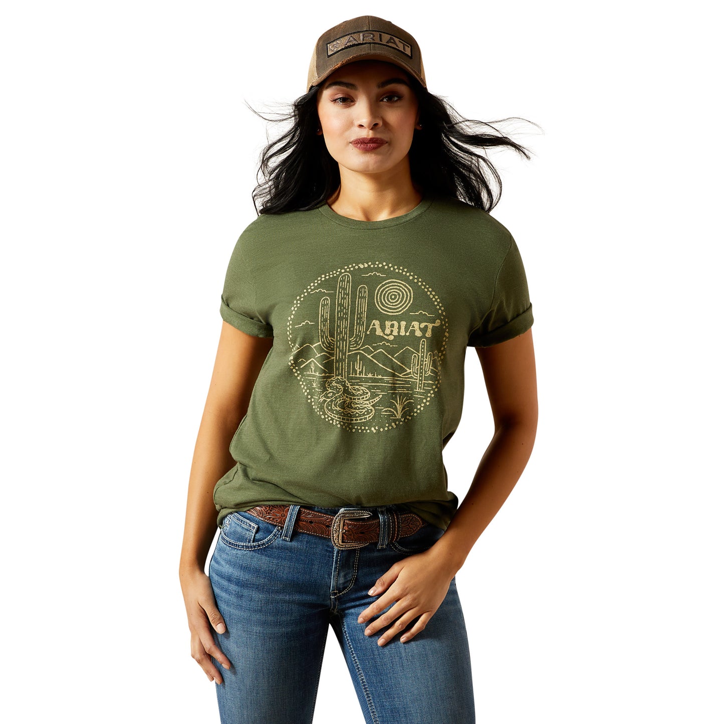 Ariat Ladies Desert Snake Olive Green T-Shirt 10064095