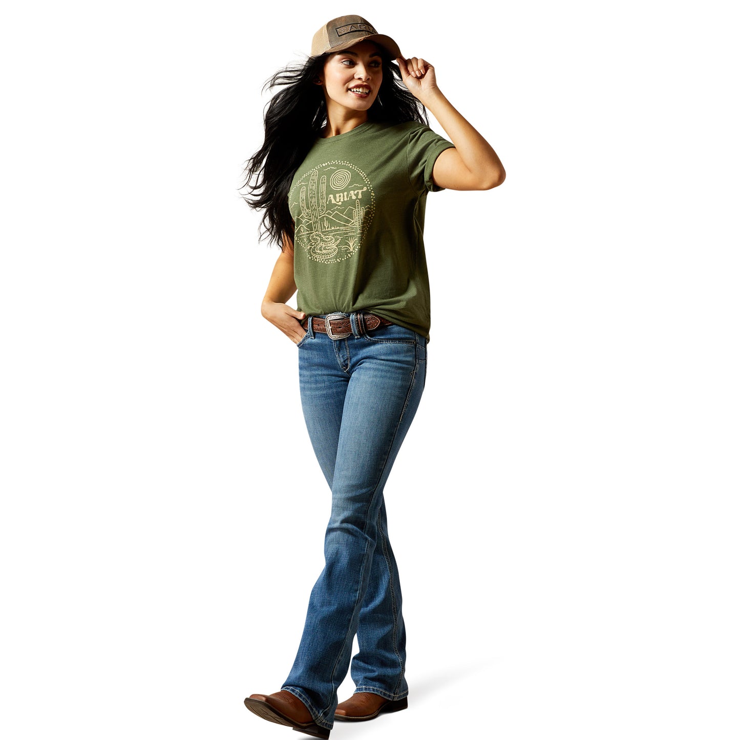 Ariat Ladies Desert Snake Olive Green T-Shirt 10064095