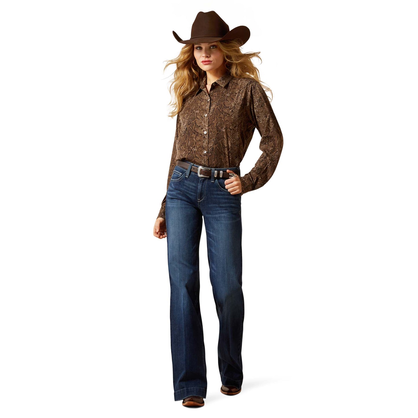 Ariat Ladies Homestyle Desert Snake Print Button Down Shirt 10065830