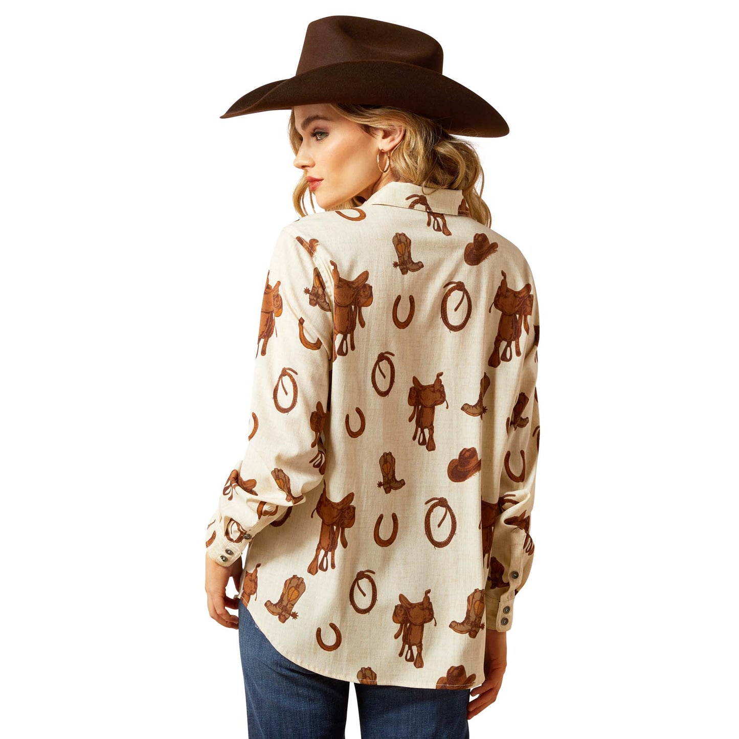 Ariat Ladies Homestyle Rodeo Spur Print Button Front Shirt 10065831