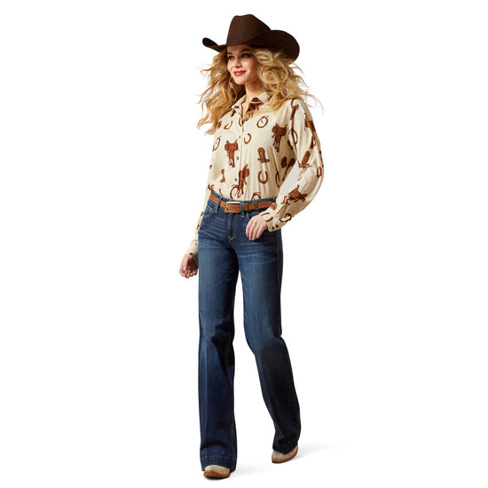 Ariat Ladies Homestyle Rodeo Spur Print Button Front Shirt 10065831