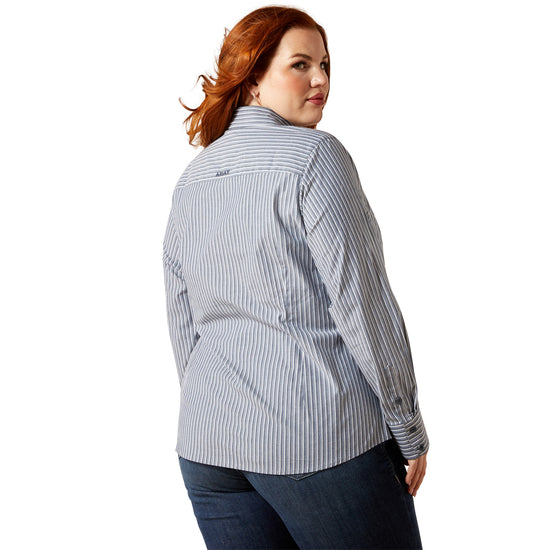 Ariat Ladies Kirby Stretch Dress Blue Stripe Button Down Shirt 10065840