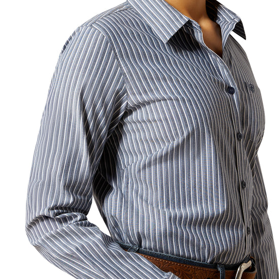 Ariat Ladies Kirby Stretch Dress Blue Stripe Button Down Shirt 10065840