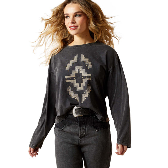 Ariat Ladies Hesperia Black Mineral Wash T-Shirt 10065944