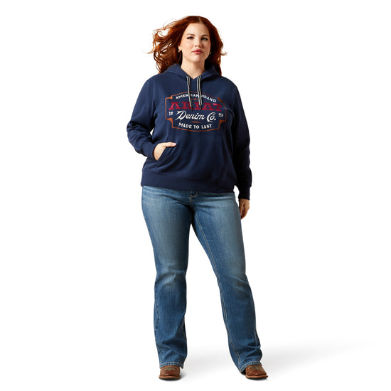 Ariat Ladies Emblem Dress Blue Fleece Hoodie 10065959