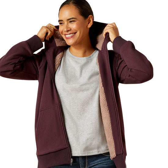 Ariat Ladies Rebar All Weather Sherpa Full Zip Fudge Hoodie 10062329