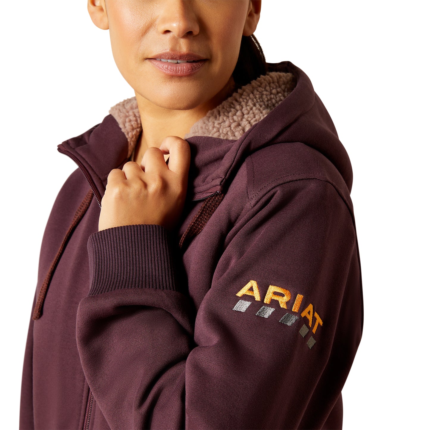 Ariat Ladies Rebar All Weather Sherpa Full Zip Fudge Hoodie 10062329