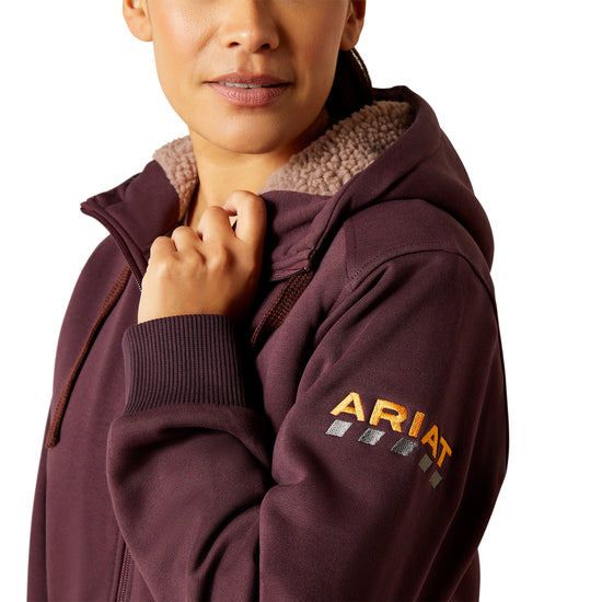 Ariat Ladies Rebar All Weather Sherpa Full Zip Fudge Hoodie 10062329