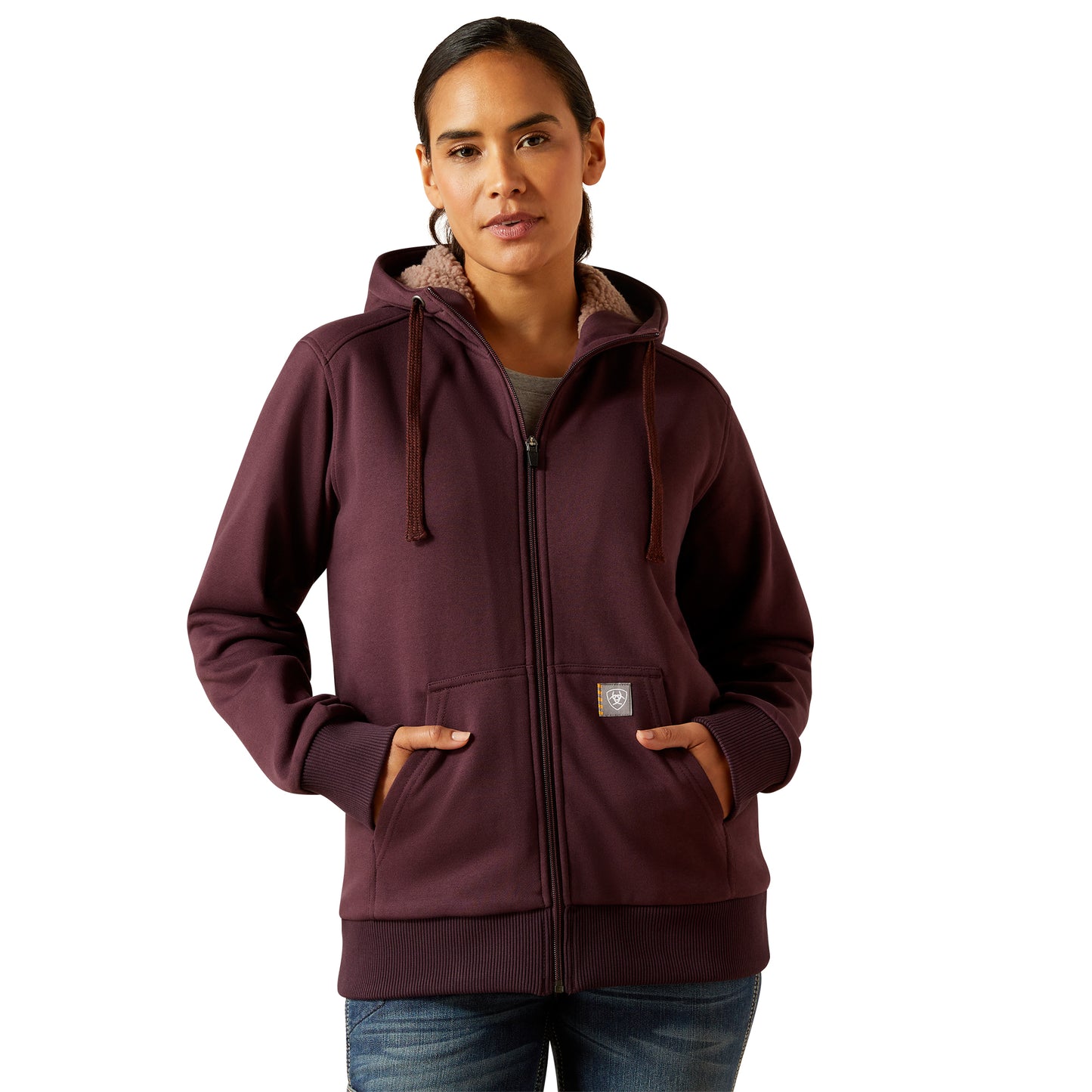 Ariat Ladies Rebar All Weather Sherpa Full Zip Fudge Hoodie 10062329