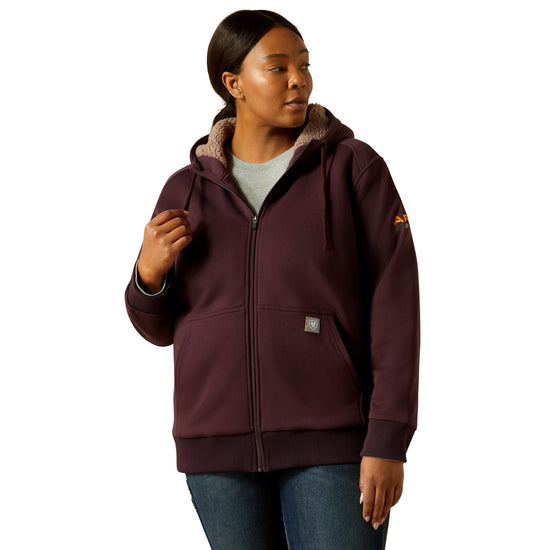 Ariat Ladies Rebar All Weather Sherpa Full Zip Fudge Hoodie 10062329