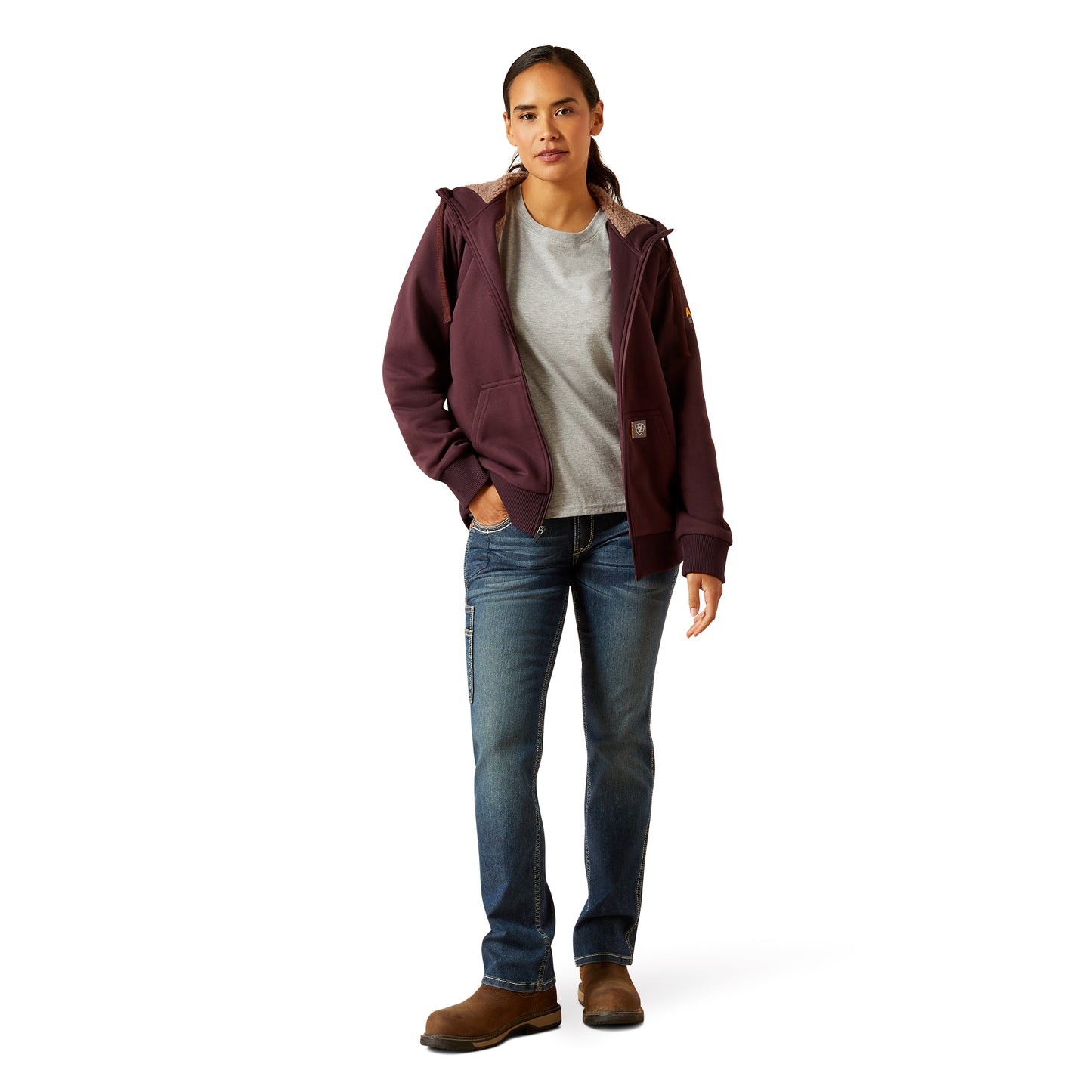 Ariat Ladies Rebar All Weather Sherpa Full Zip Fudge Hoodie 10062329