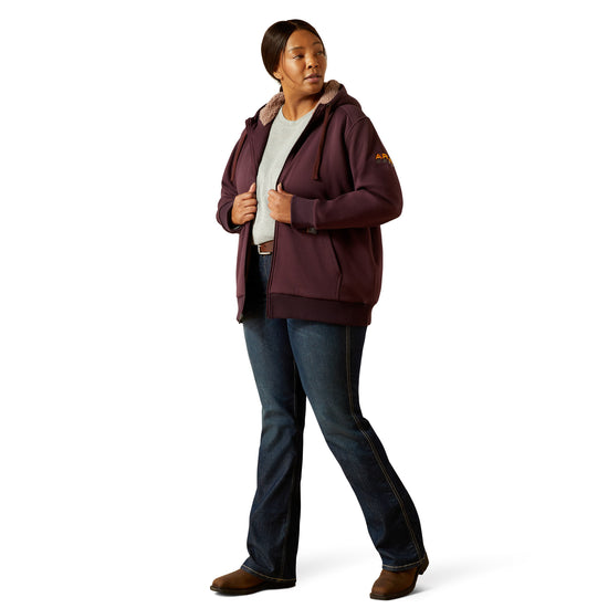 Ariat Ladies Rebar All Weather Sherpa Full Zip Fudge Hoodie 10062329