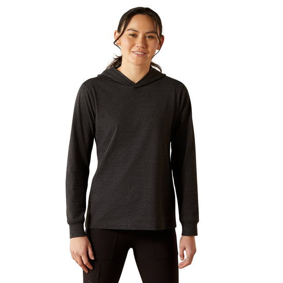 Ariat Ladies Rebar Cotton Strong Charcoal Heather Hooded T-Shirt 10062698