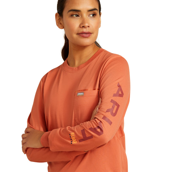 Ariat Ladies Rebar Workman Aragon & Barn Red Logo T-Shirt 10062700