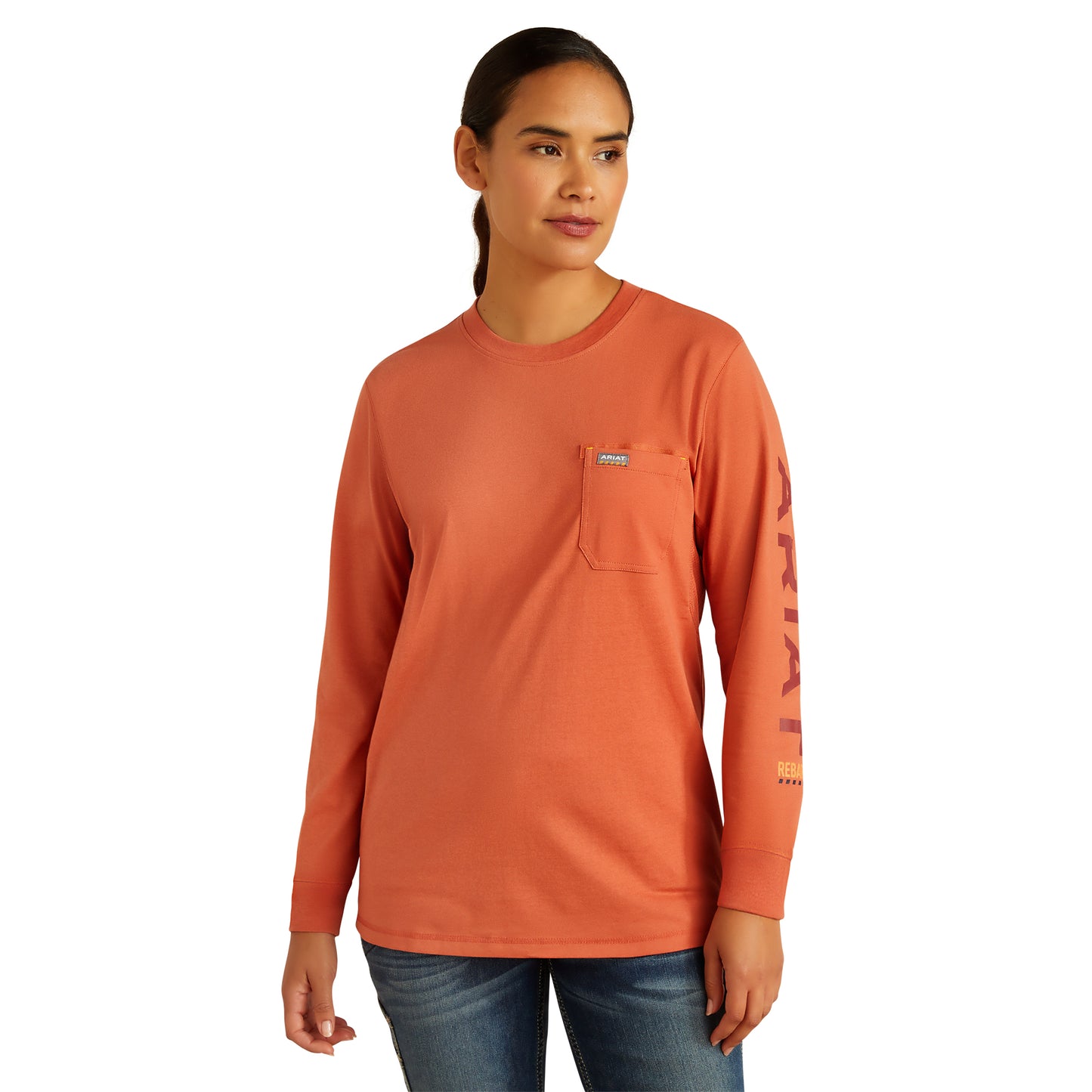 Ariat Ladies Rebar Workman Aragon & Barn Red Logo T-Shirt 10062700