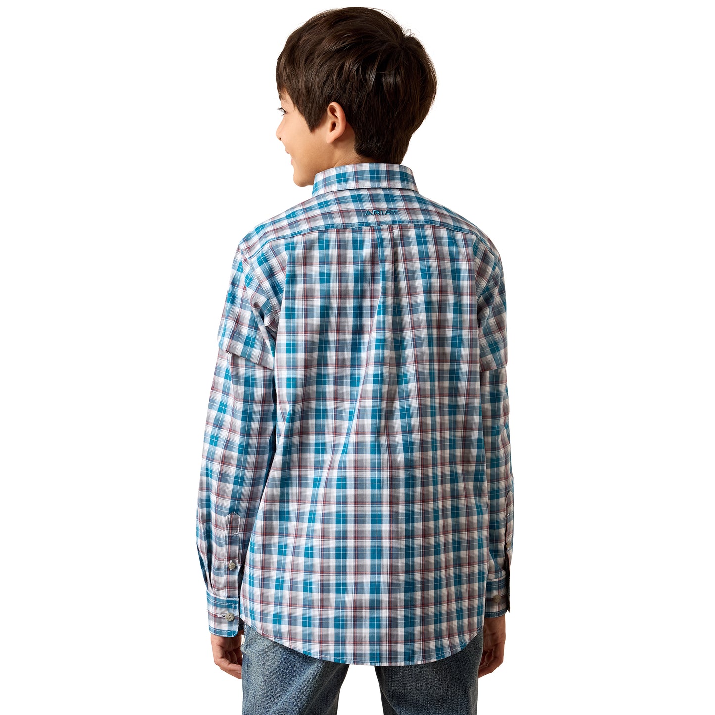 Ariat Youth Boy's Pro Series Walter Lyons Blue Plaid Classic Fit Shirt 10079358