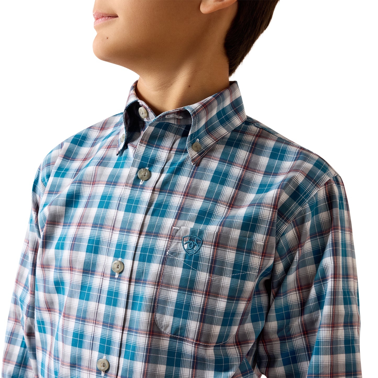 Ariat Youth Boy's Pro Series Walter Lyons Blue Plaid Classic Fit Shirt 10079358
