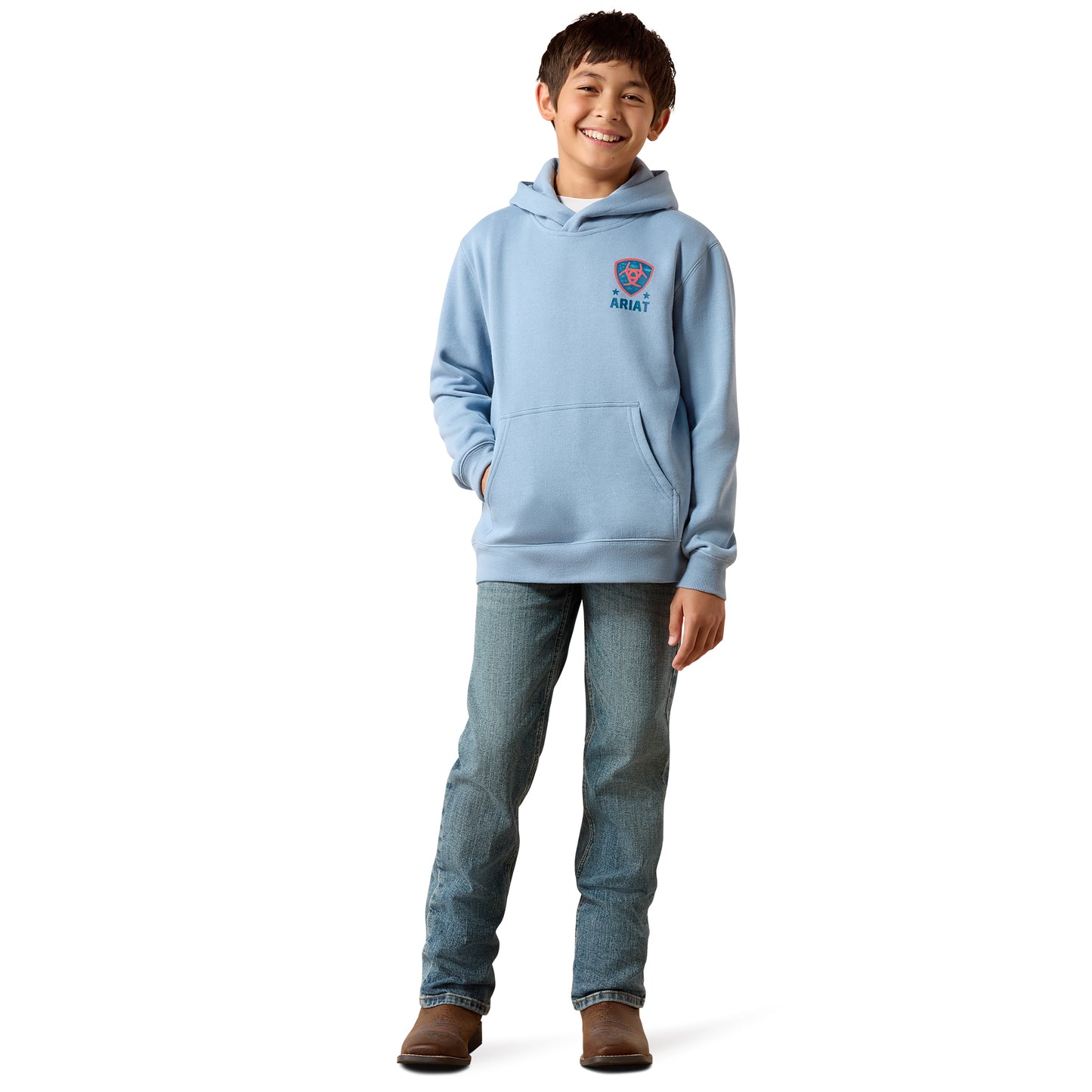 Ariat Youth Boy's Freedom Eagle Light Denim Hoodie 10079361