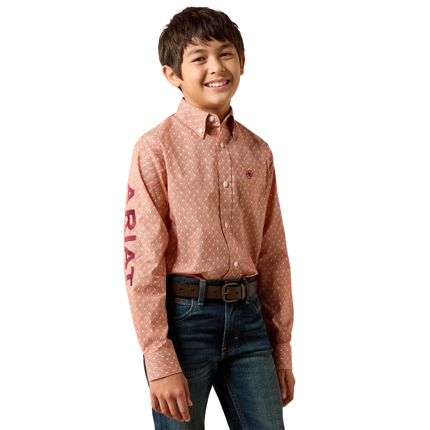 Ariat Youth Boy's Team Dixon Ketchup Geo Print Classic Fit Shirt 10079373