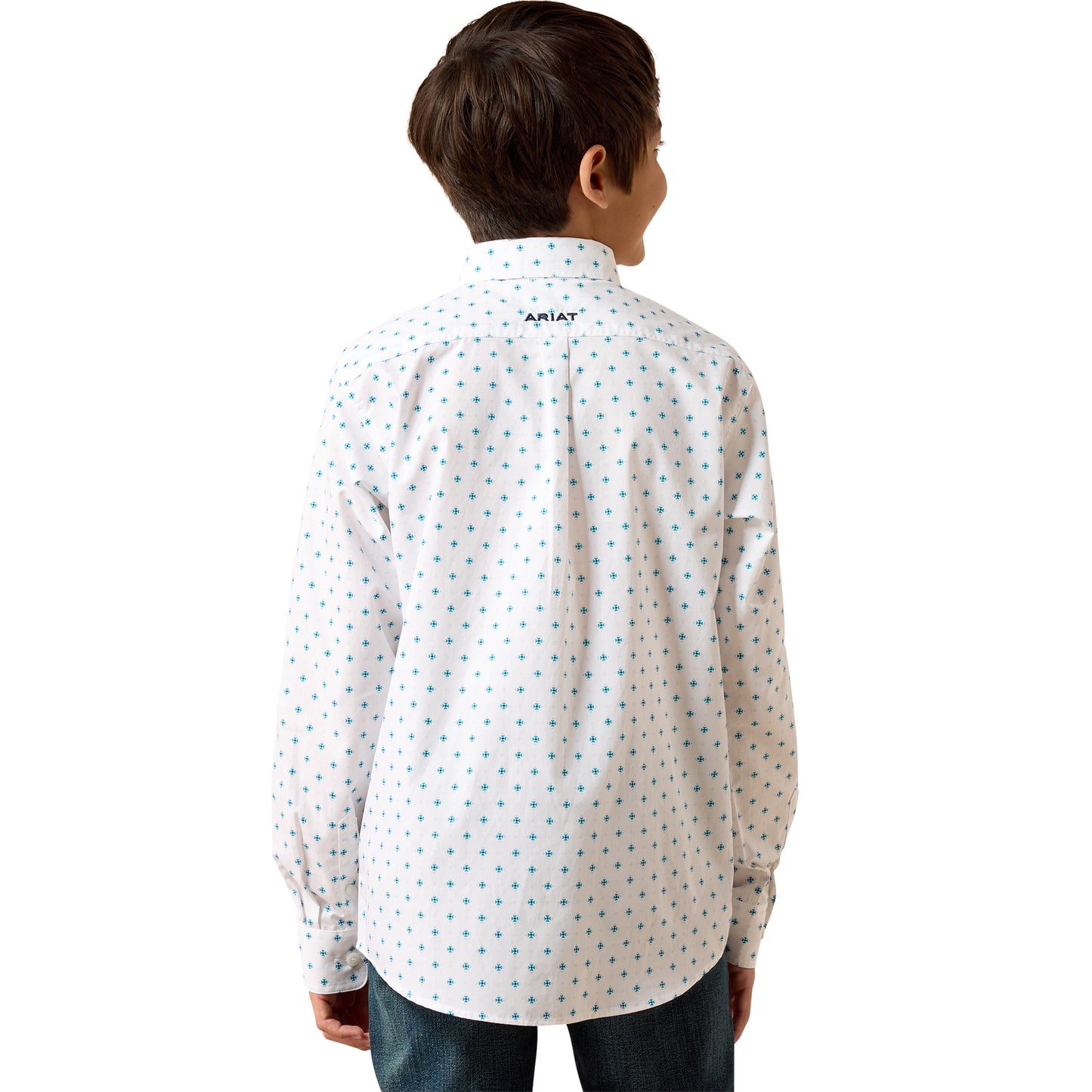 Ariat Youth Boy's Team Emory White Geo Print Classic Fit Shirt 10079414