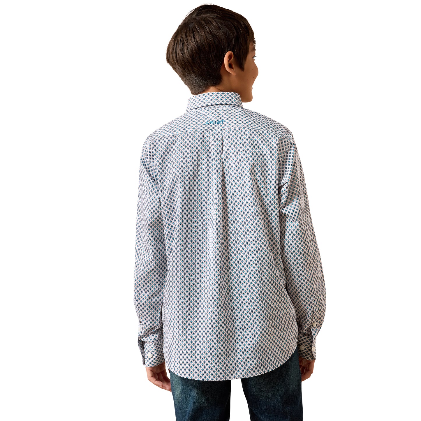 Ariat Youth Boy's Perez White Geo Print Classic Fit Shirt 10079424