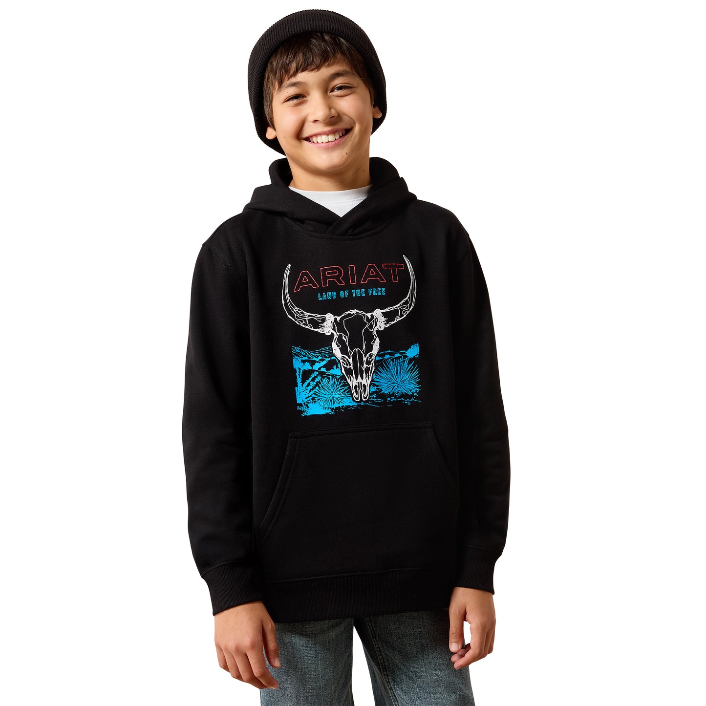 Ariat Youth Boy's Bison Bureau Black Fleece Hoodie 10079495