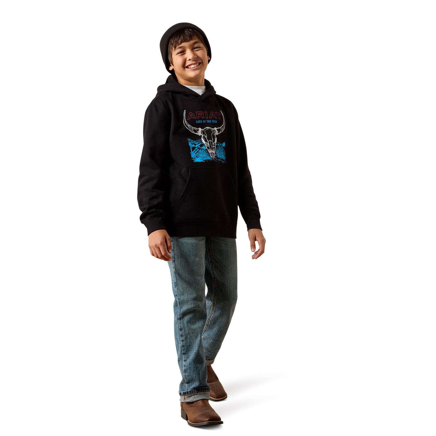 Ariat Youth Boy's Bison Bureau Black Fleece Hoodie 10079495
