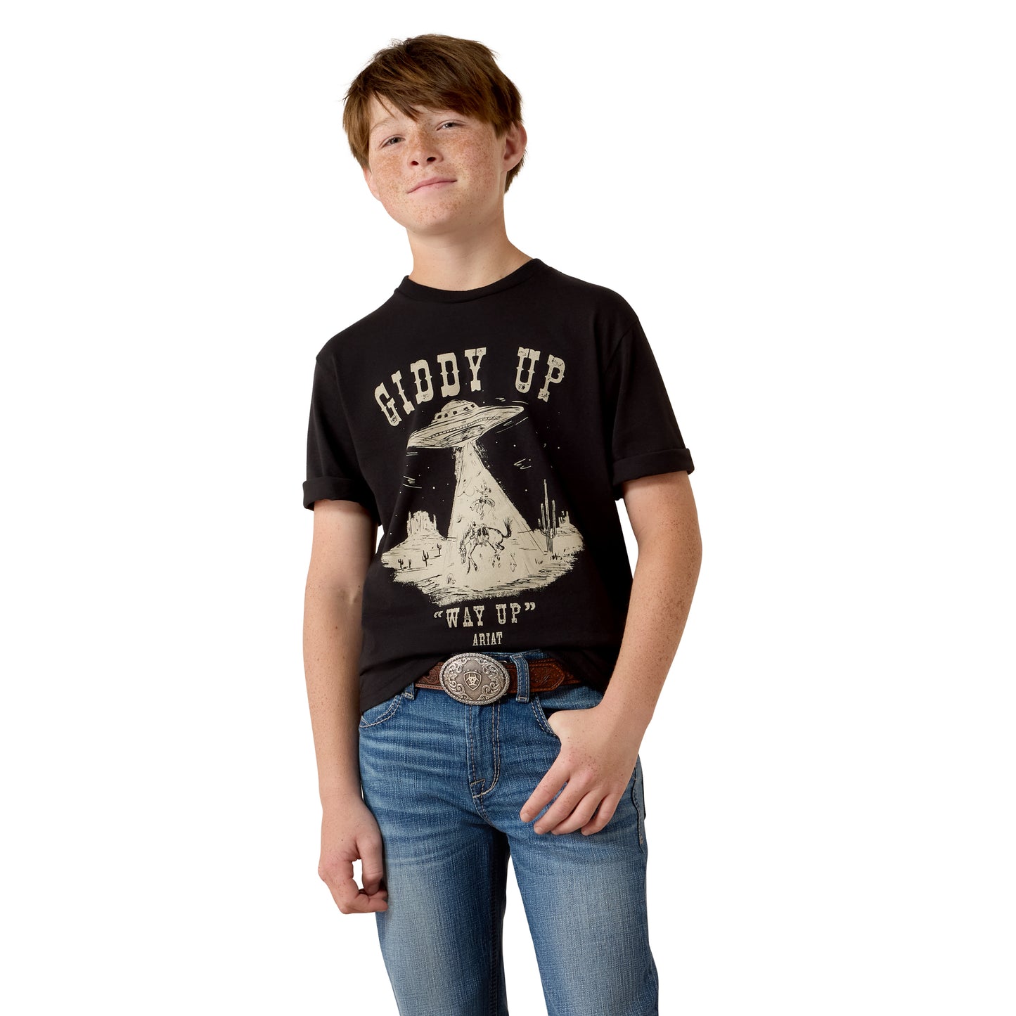 Ariat Youth Boy's Cowboy Way Up Black T-Shirt 10079497