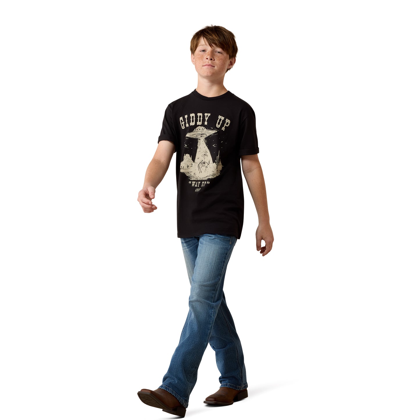 Ariat Youth Boy's Cowboy Way Up Black T-Shirt 10079497