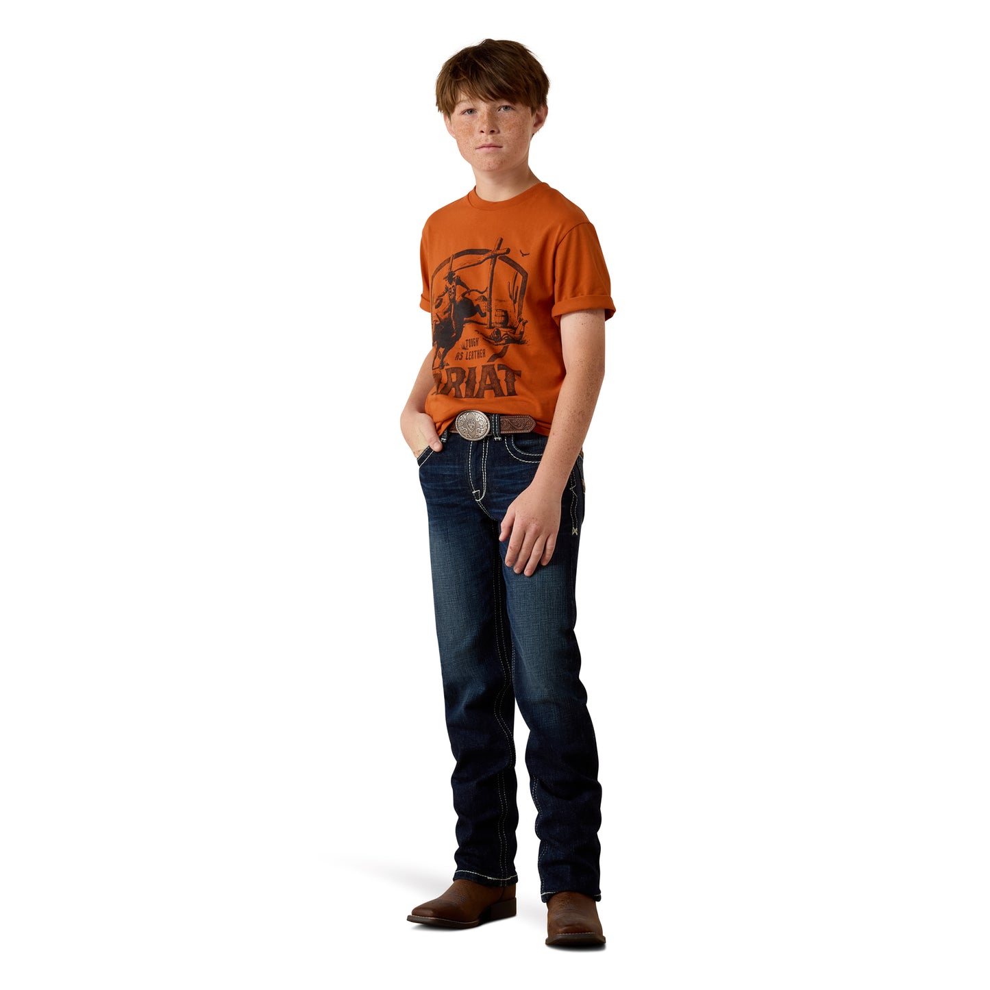 Ariat Youth Boy's Tough As Leather Bombay Brown T-Shirt 10079529
