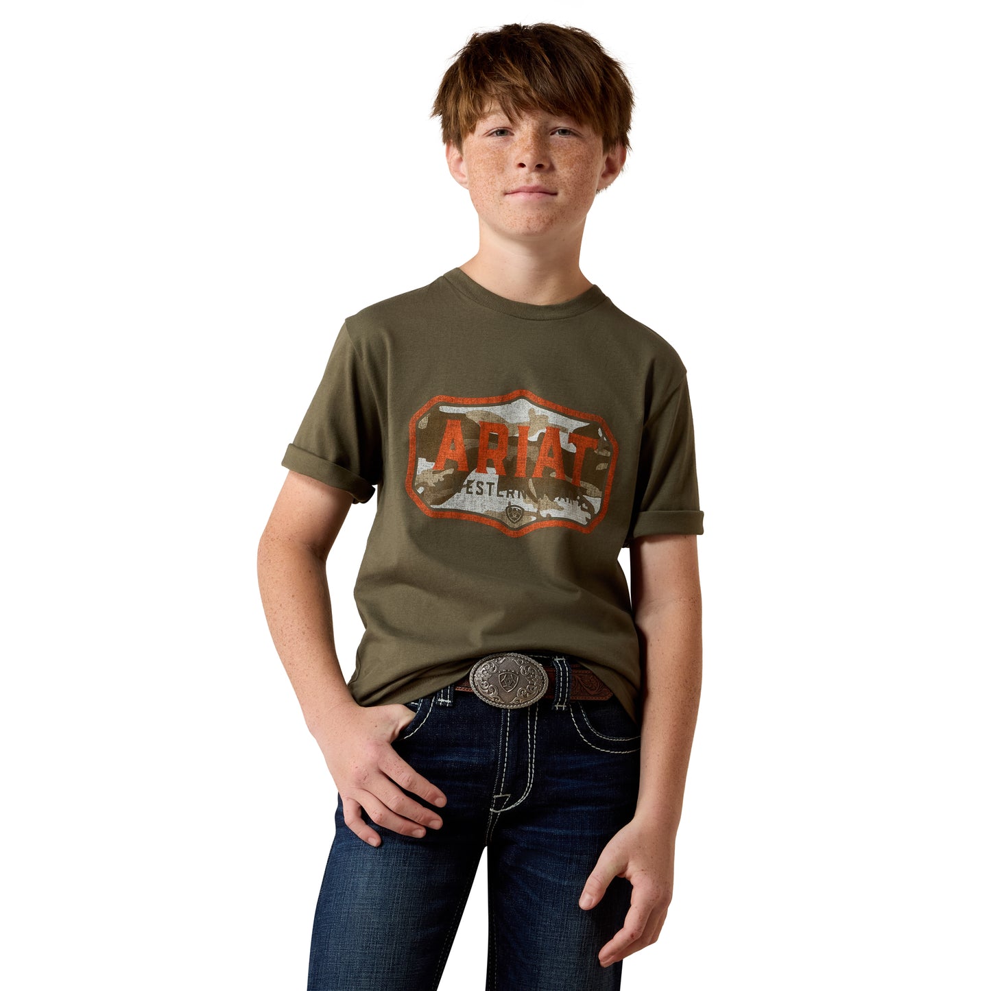 Ariat Youth Boy's Wild Creek Camo Army Green T-Shirt 10079540