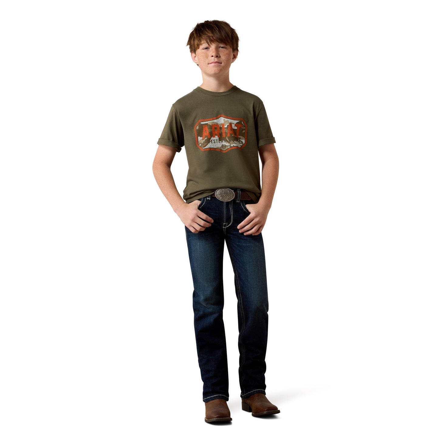 Ariat Youth Boy's Wild Creek Camo Army Green T-Shirt 10079540