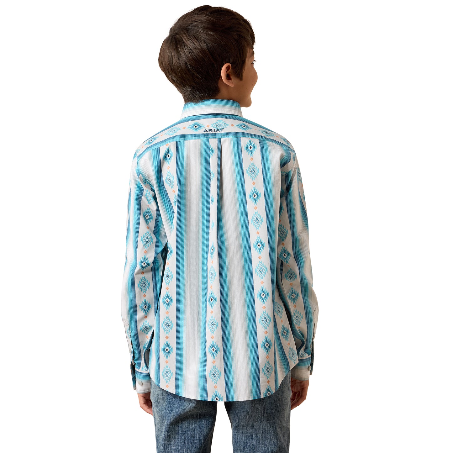 Ariat Youth Boy's Powers Grey Multi Serape Striped Classic Fit Shirt 10079601
