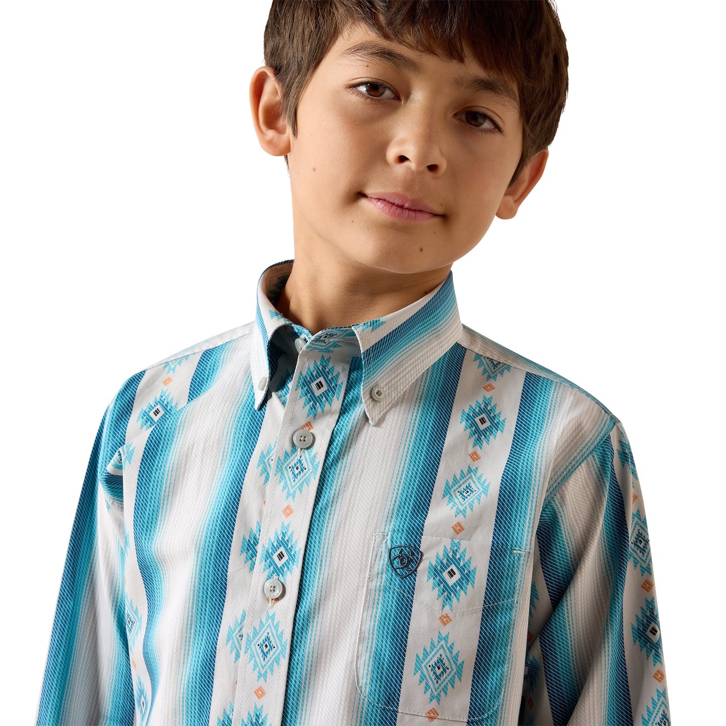 Ariat Youth Boy's Powers Grey Multi Serape Striped Classic Fit Shirt 10079601