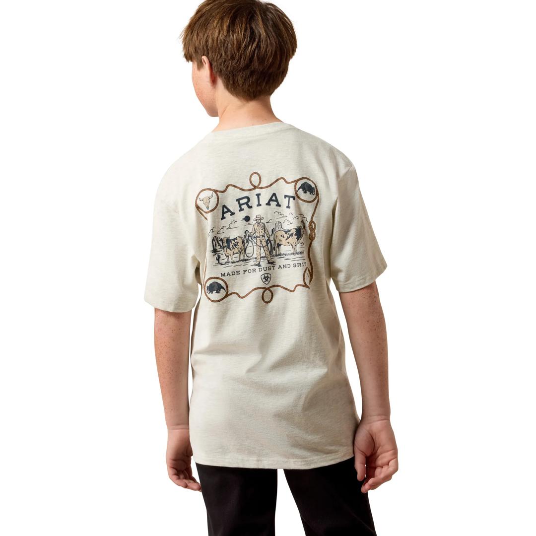 Ariat Youth Boy's Bandana Bandit Oatmeal Heather T-Shirt 10080585 back