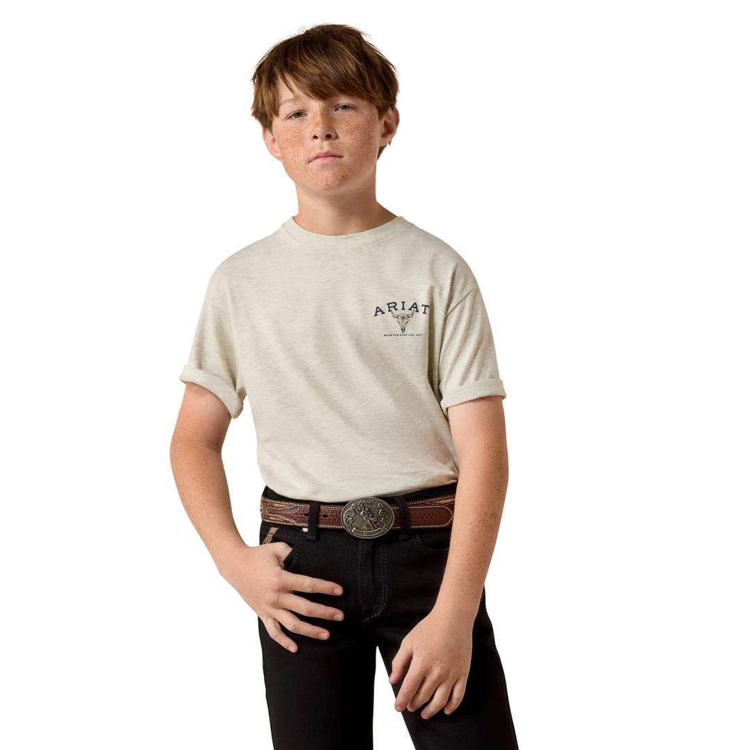 Ariat Youth Boy's Bandana Bandit Oatmeal Heather T-Shirt 10080585 front