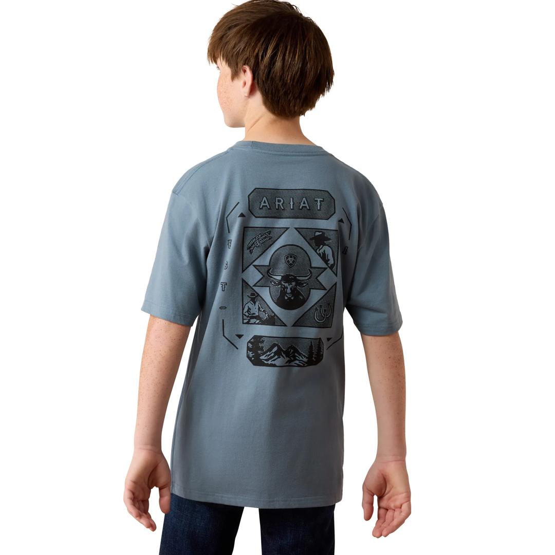 Ariat Youth Boy's Rope and Ride Light Denim T-Shirt 10080600 back