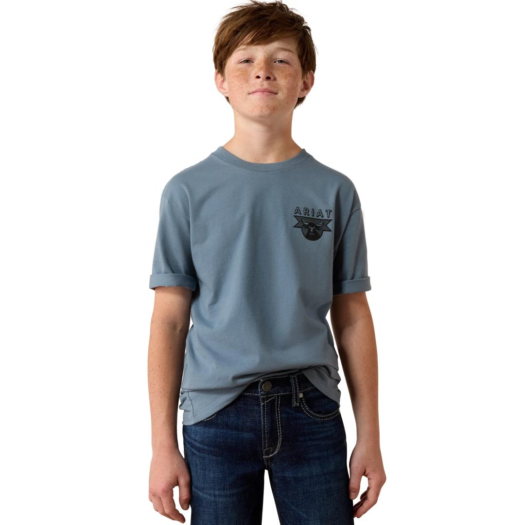 Ariat Youth Boy's Rope and Ride Light Denim T-Shirt 10080600 front