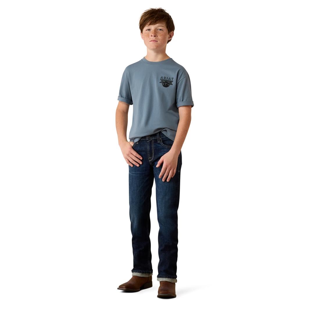 Ariat Youth Boy's Rope and Ride Light Denim T-Shirt 10080600 full