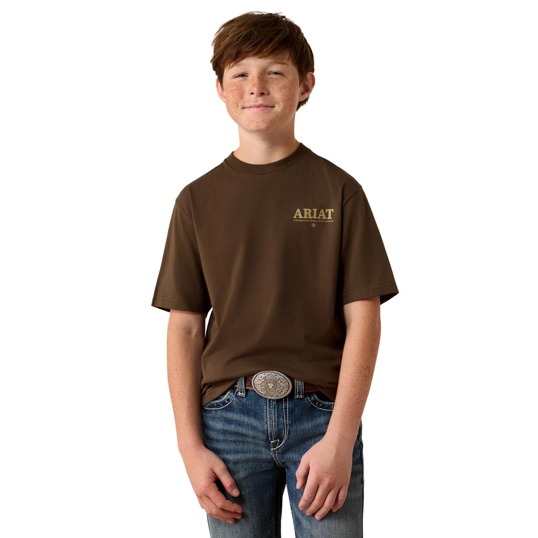 Ariat Youth Boy's Mountain Bull Turkish Coffee T-Shirt 10080632 front