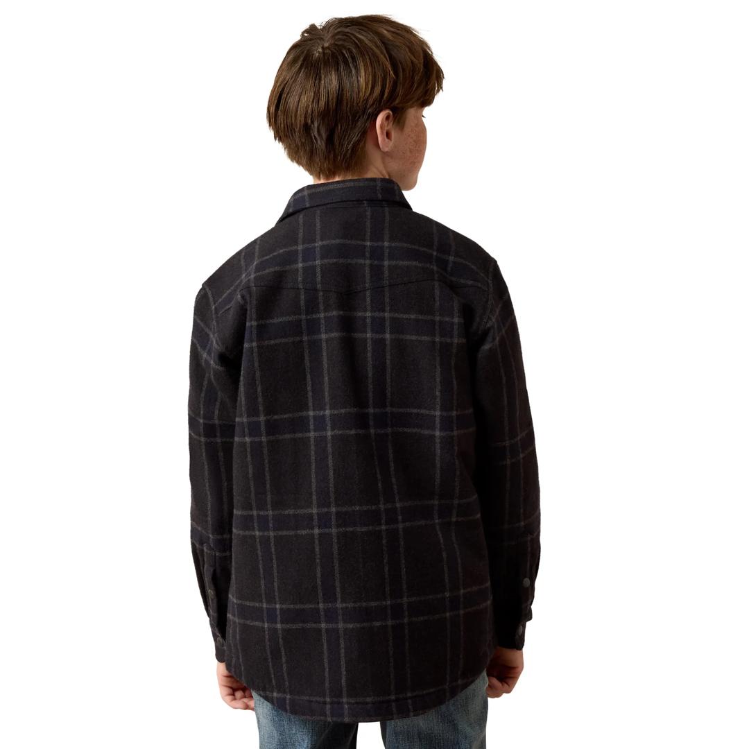 Ariat Youth Boy's Retro Charcoal Plaid Shirt Jacket 10080730 back