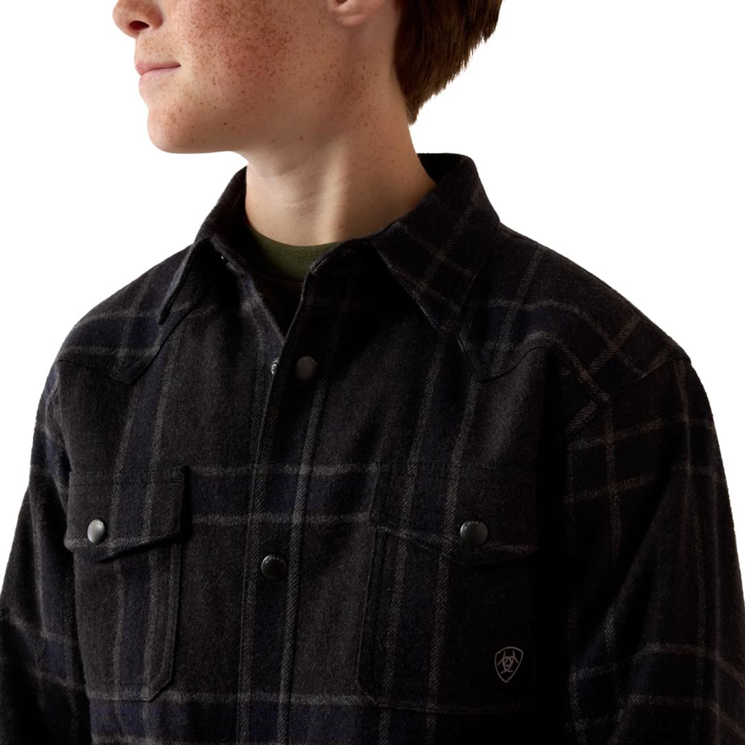 Ariat Youth Boy's Retro Charcoal Plaid Shirt Jacket 10080730 detail01