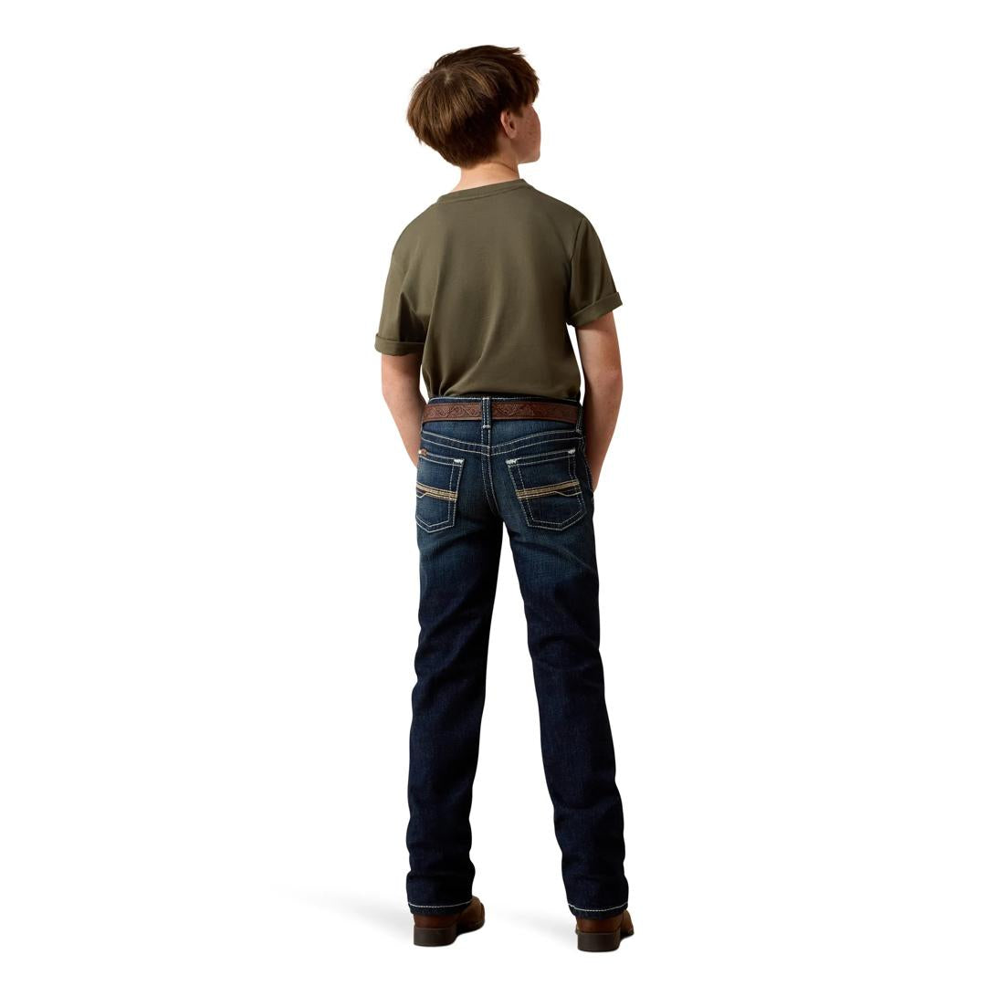 Ariat Youth Boy's B5 Slim Kenneth Mineral Blue Straight Leg Jeans 10080818 back