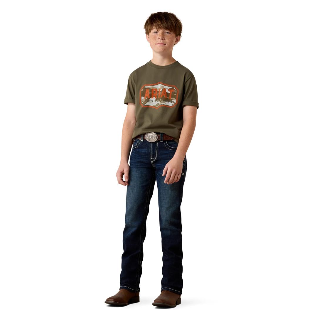 Ariat Youth Boy's B5 Slim Kenneth Mineral Blue Straight Leg Jeans 10080818 full